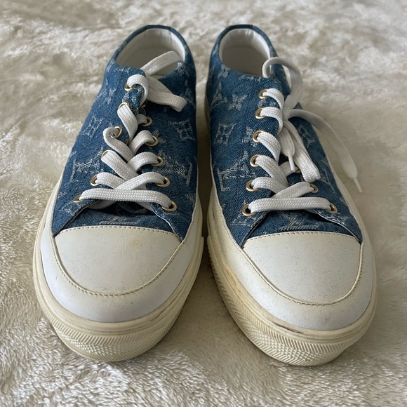 LOUIS VUITTON Stellar Low Top Denim Blue Sneakers - Picture 2 of 10